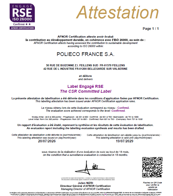 Certificat Engagé RSE - AFNOR
